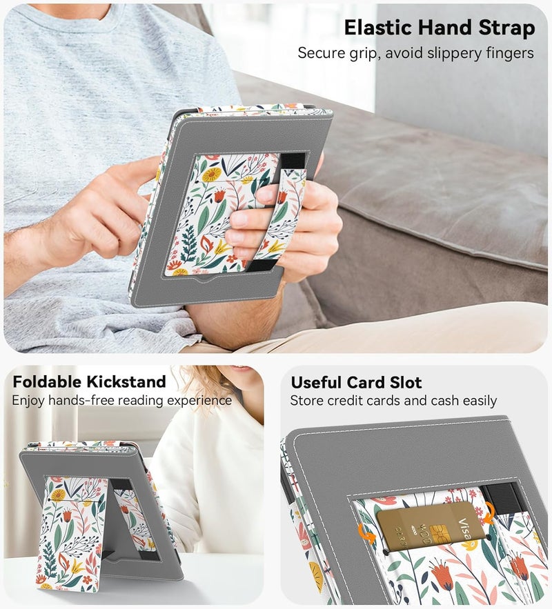 MoKo Magnetic Case for 7"/6.8" Kindle Paperwhite Signature Edition(12th/11th Gen-2024/2022) and Kindle Colorsoft-Compatible with iPhone Magsafe for Samsung/Anker Wireless Charging Pads, Flowers - Image 5